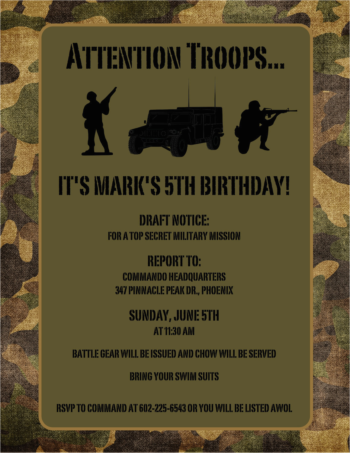birthday invitation templates military