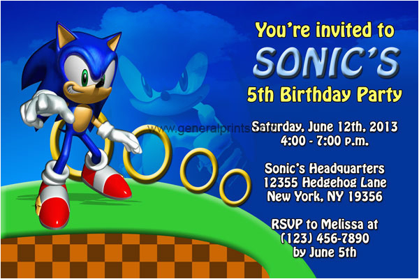 Sonic the Hedgehog Birthday Invitations sonic the Hedgehog Invitations Birthday Party Invites