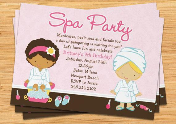 spa party kids birthday invitation