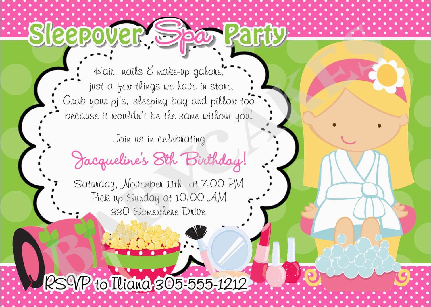 girl spa party invitations home party ideas