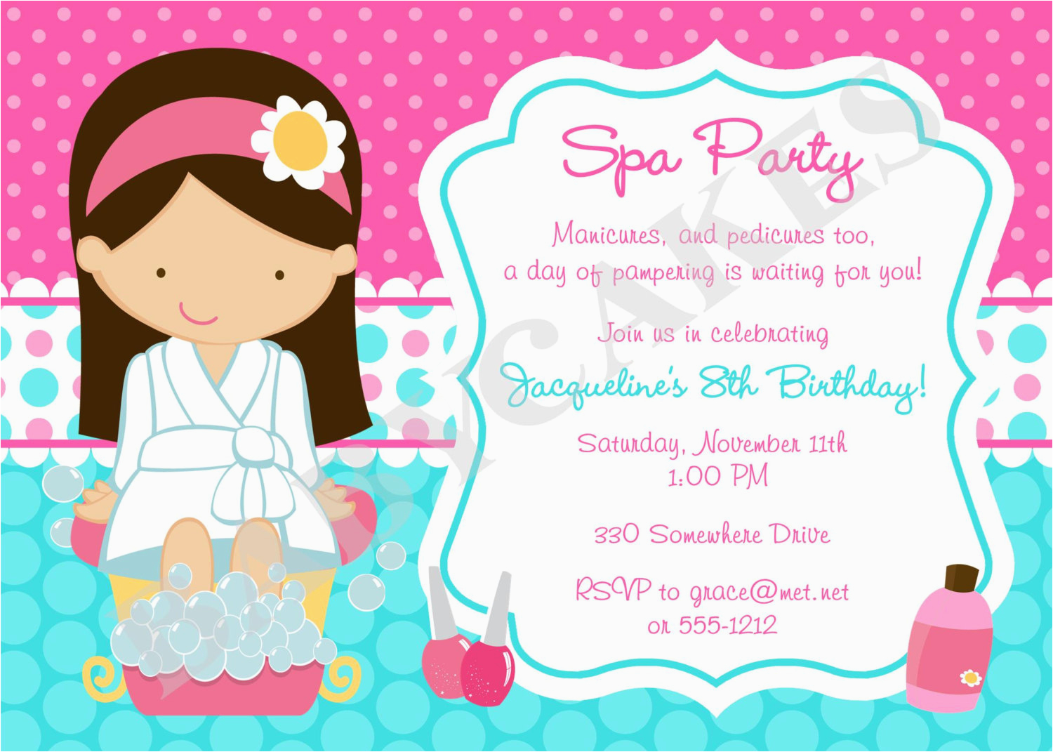 spa party invitation spa birthday party spa invitation