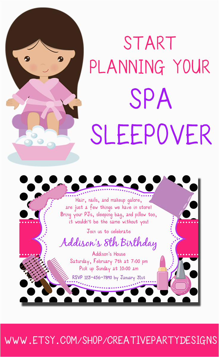 spa themed birthday party invitations printable