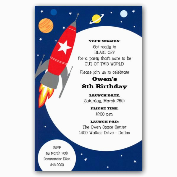 space rocket birthday invitations paperstyle