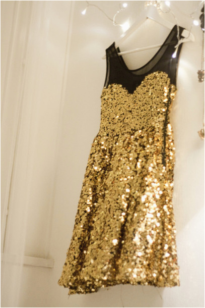 dress glitter gold sequins mesh fancy sparkle