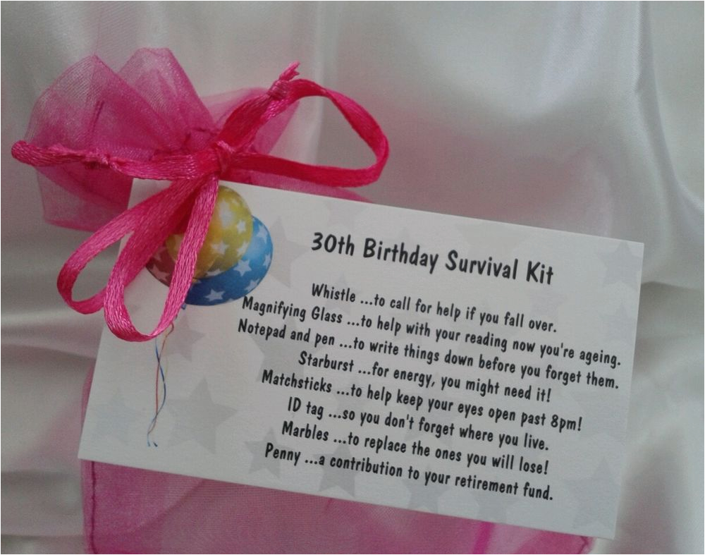 30th birthday gift survival kit keepsake card novelty