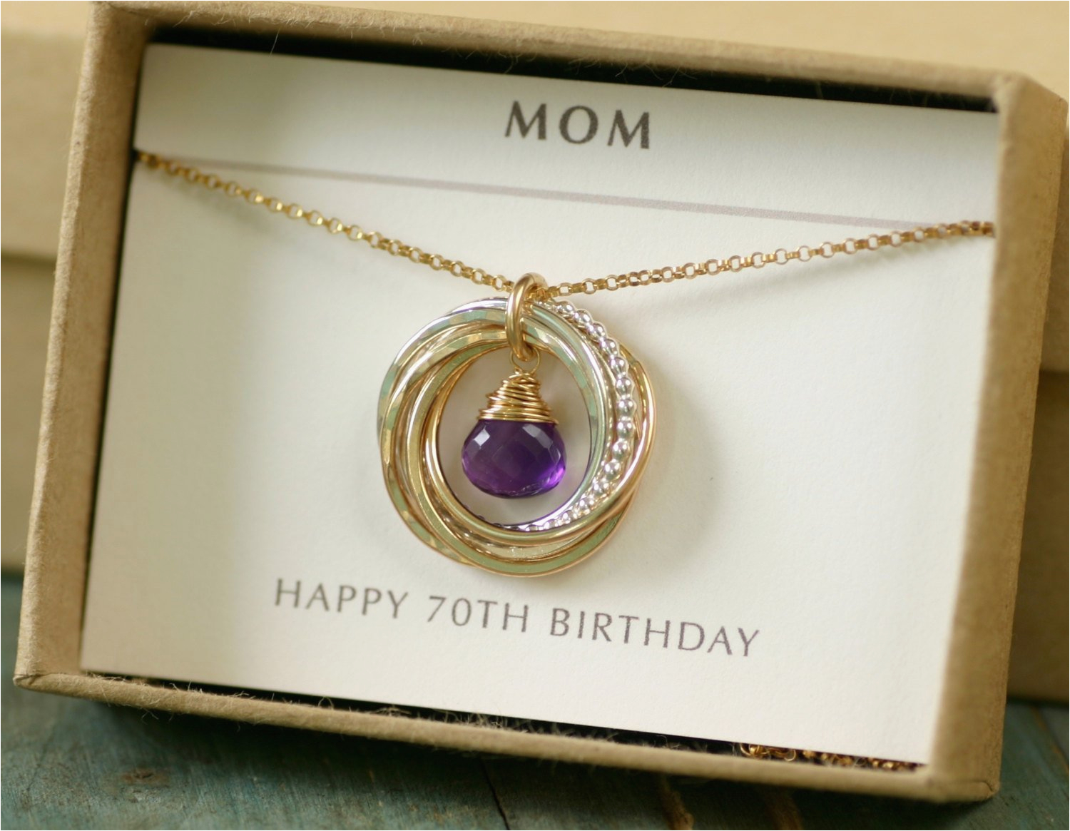 70th birthday gift for mother necklace for her amethyst