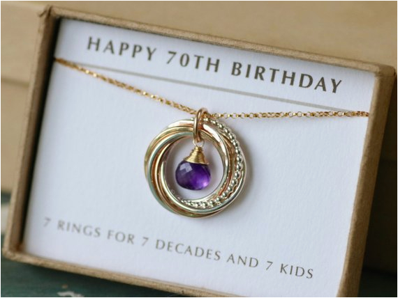 70th birthday gift for mother necklace for her amethyst