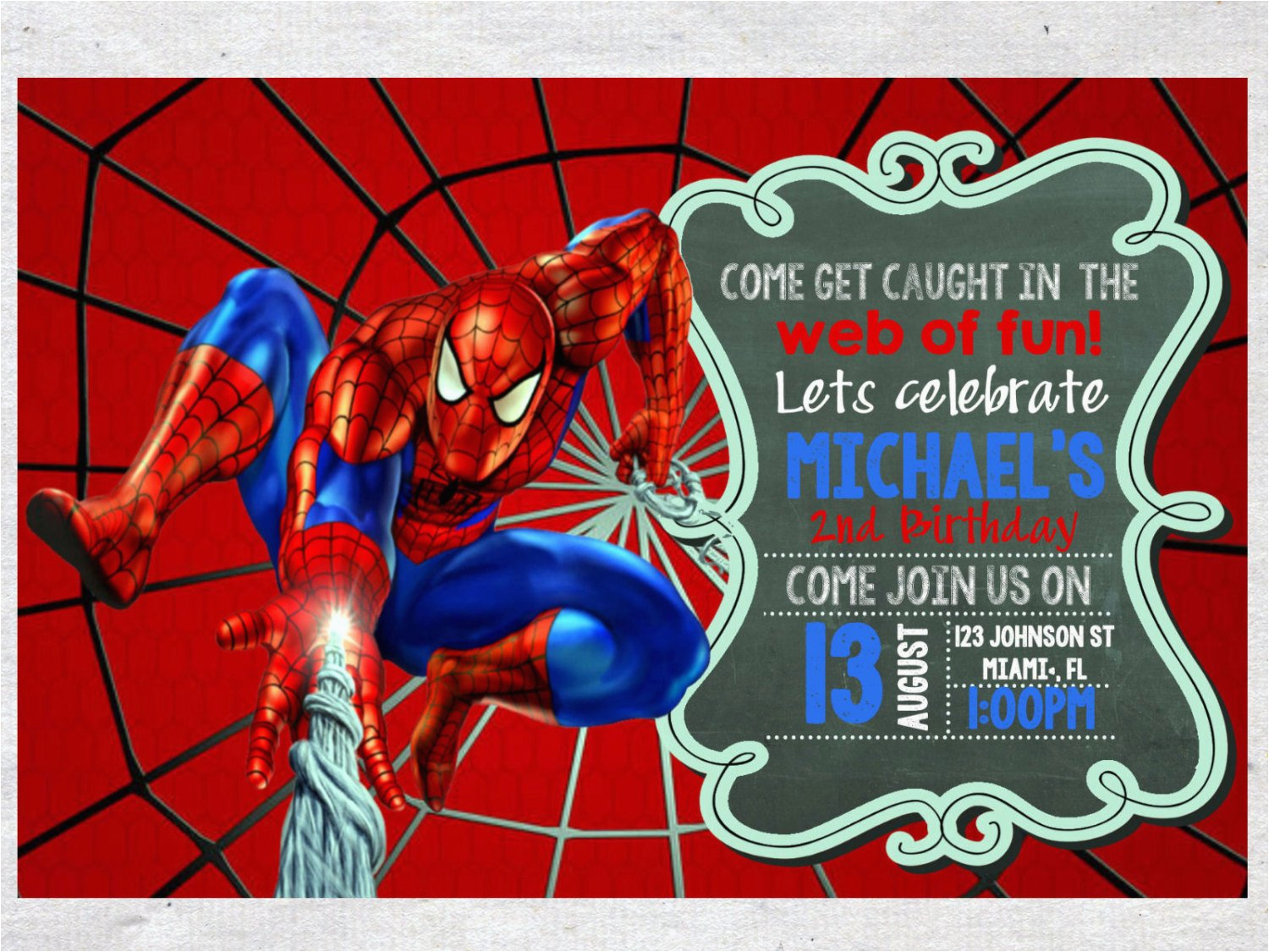spiderman birthday invitation invite