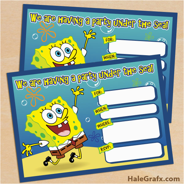 free printable spongebob squarepants birthday invitation
