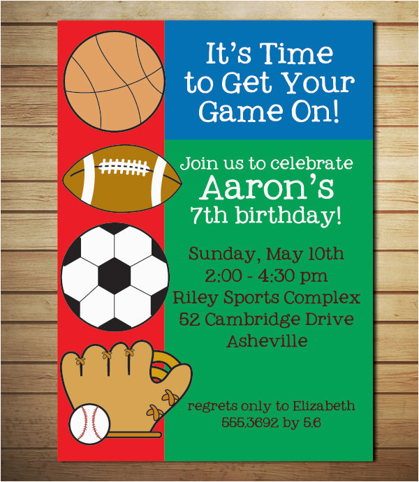 sports themed birthday party invitations