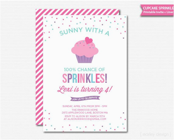 cupcake sprinkle birthday invitation