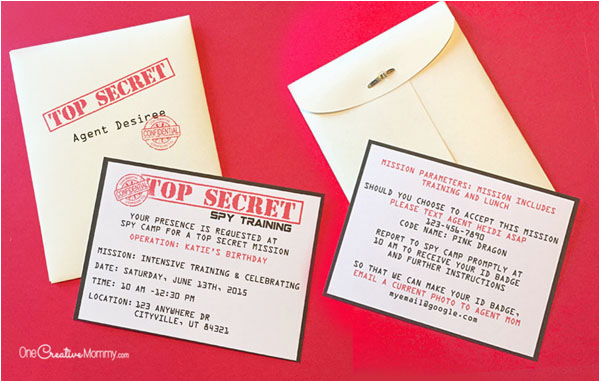 printable spy party invitations