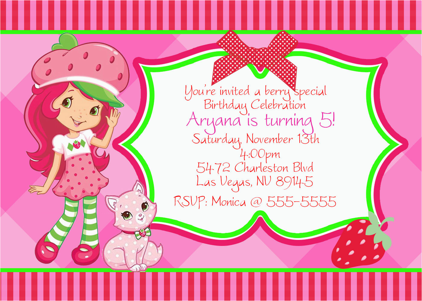 Strawberry Shortcake Birthday Invitations Free Printables Strawberry Shortcake Personalize Invitations Digital File or