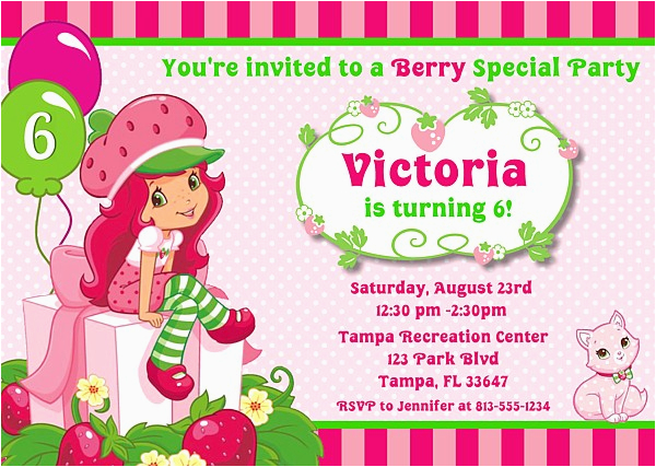 strawberry shortcake birthday party invitations