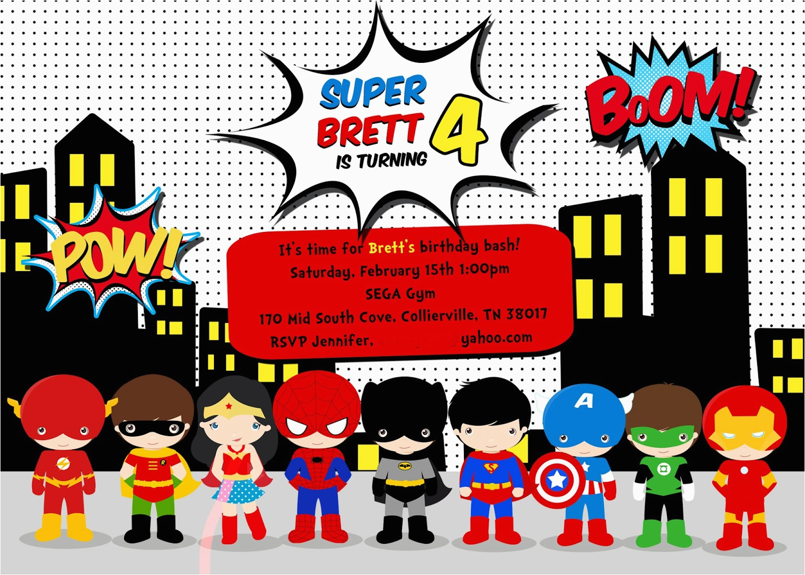 Superhero Birthday Invitations Free Greygrey Designs My Parties Brett 39 S Superhero 4th