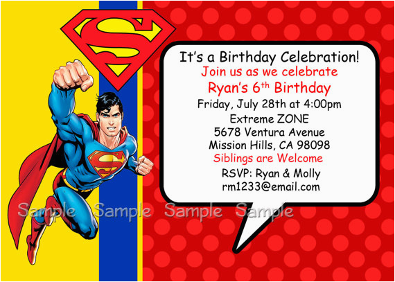 superman birthday invitations