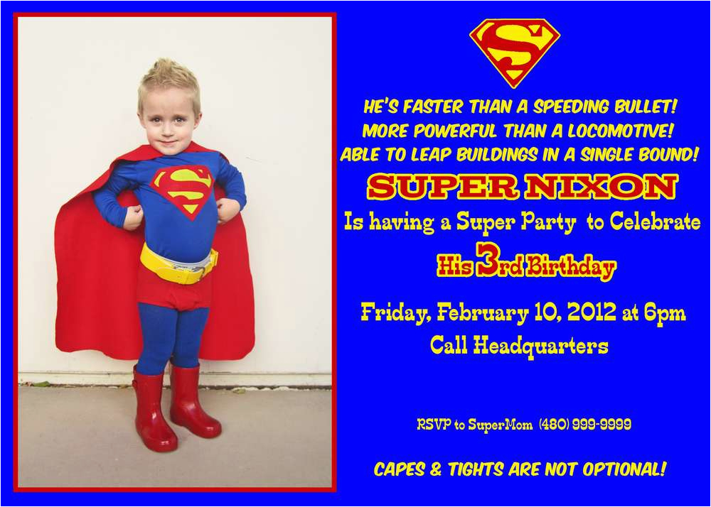 superman birthday party invitations