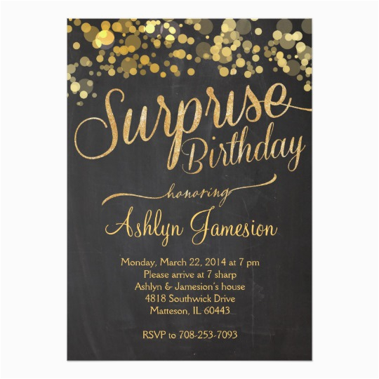sparkle glitter surprise birthday invitation 161353785139831725
