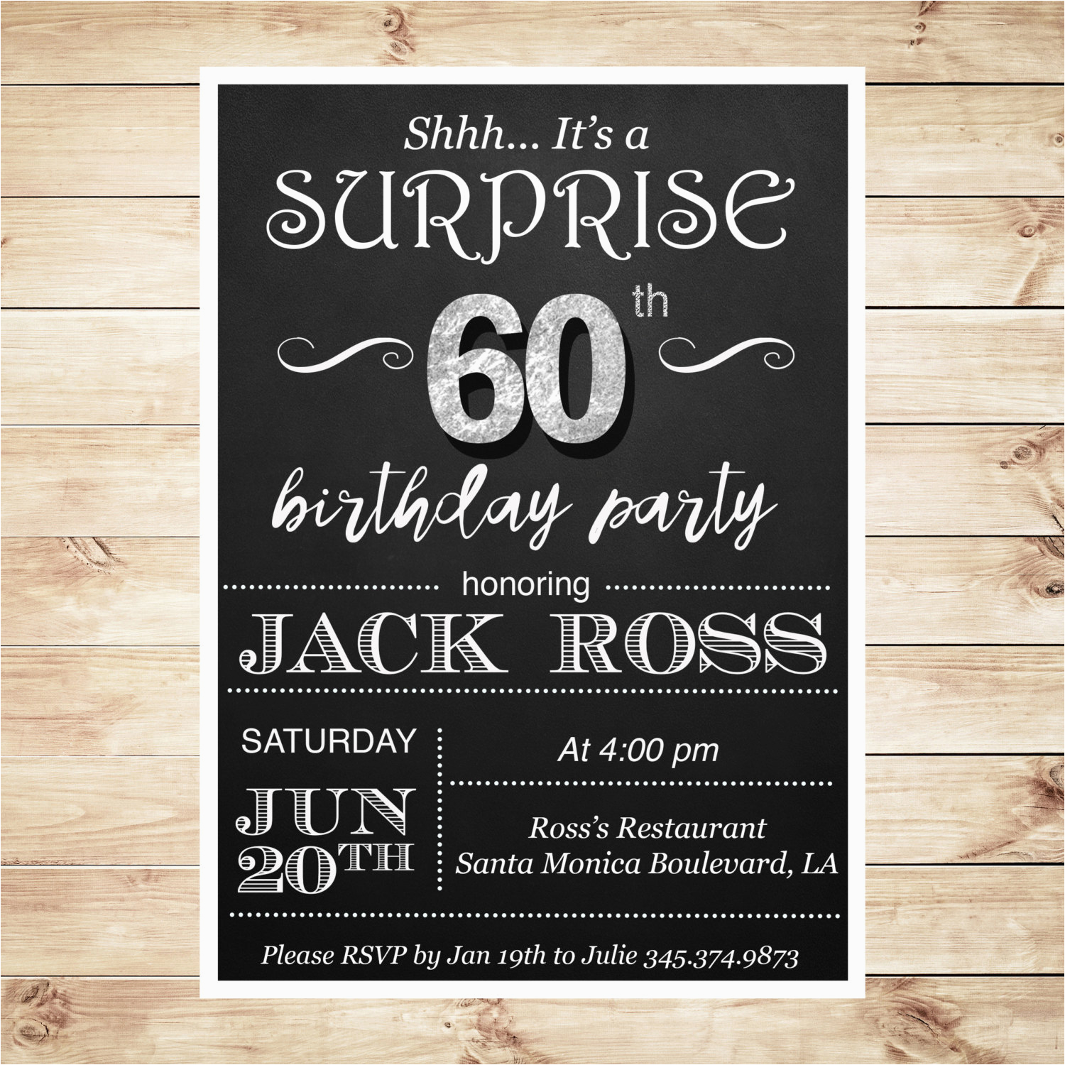 60th birthday surprise party invitations