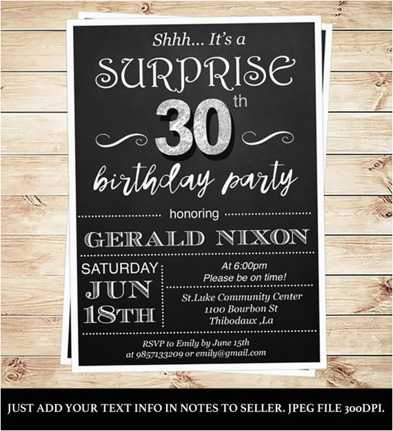 surprise 30th birthday invitations for
