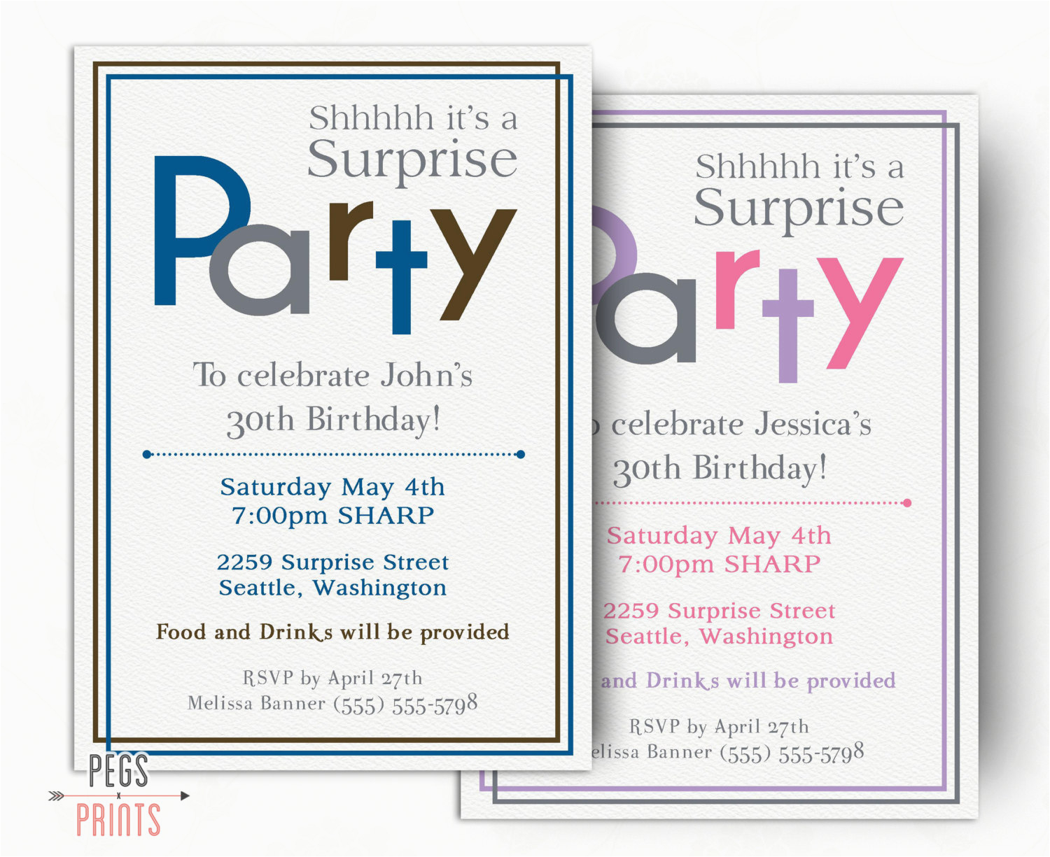 surprise birthday invitations for men or