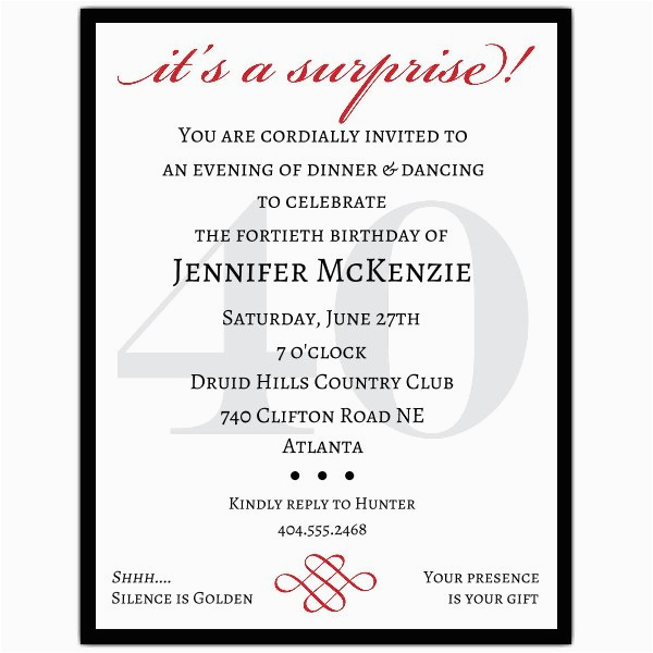 classic 40th birthday surprise party invitations p 607 57 40s