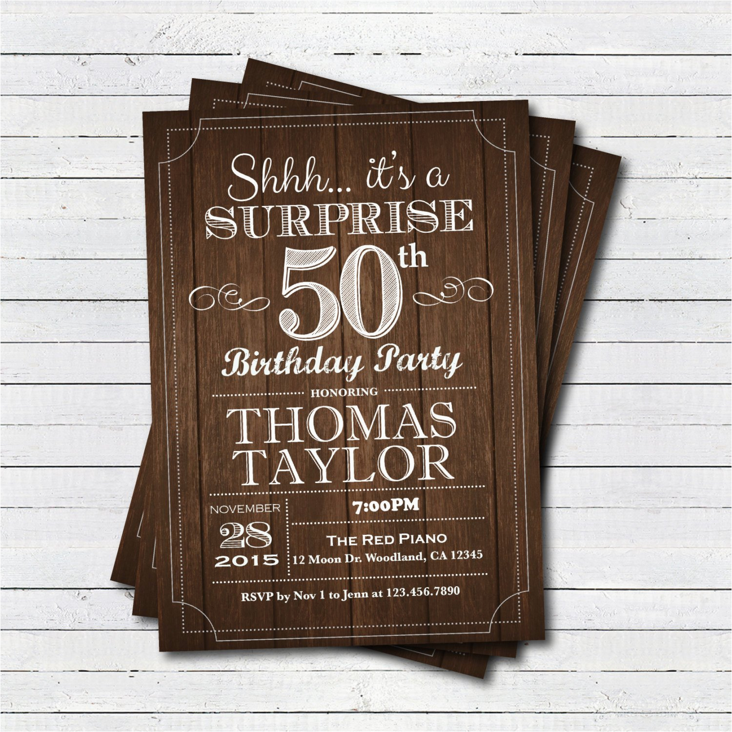 surprise 50th birthday invitation adult