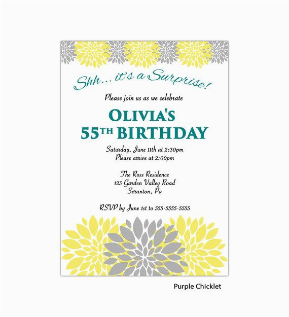 surprise birthday party invitation teal