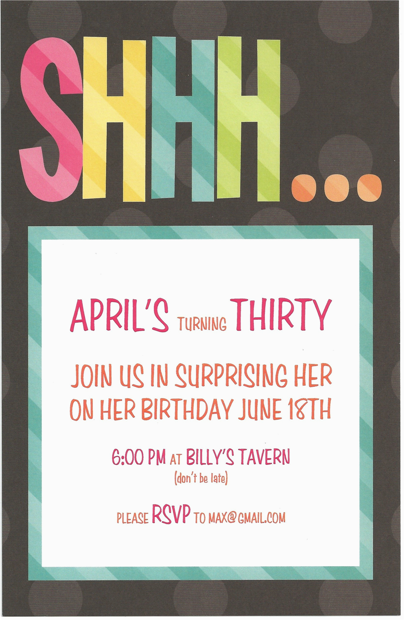 surprise birthday party invitation wording for adults