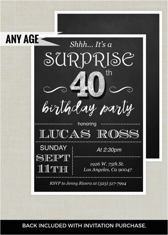 surprise 40th birthday invitation adult birthday