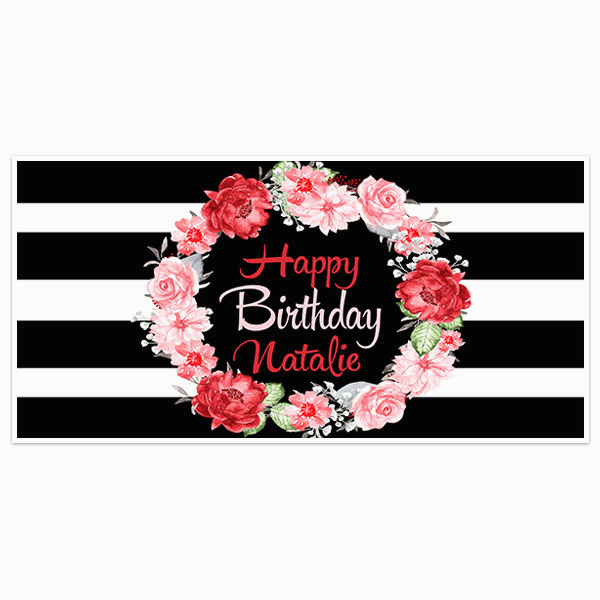 stripes flowers sweet sixteen 16 birthday banner