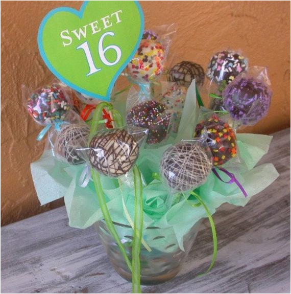 sweet 16 birthday cake pops bouquet