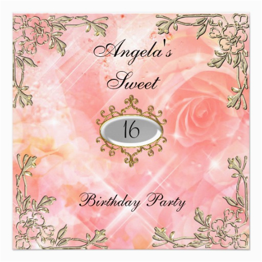 sweet 16 birthday invitation pink flowers 5 25 quot square