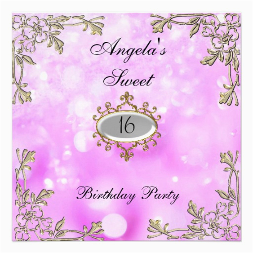 sweet 16 birthday invitation pueple flowers 5 25 quot square