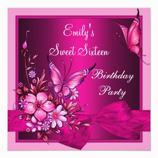 sweet sixteen 16 pink flowers butterfly birthday