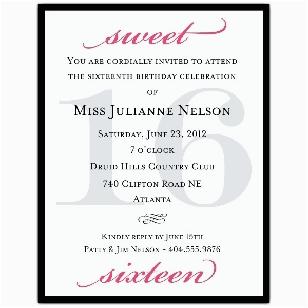 sweet sixteen invitation wording template