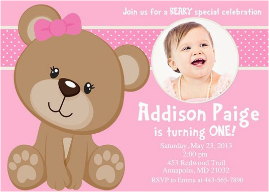 pink teddy bear birthday invitations