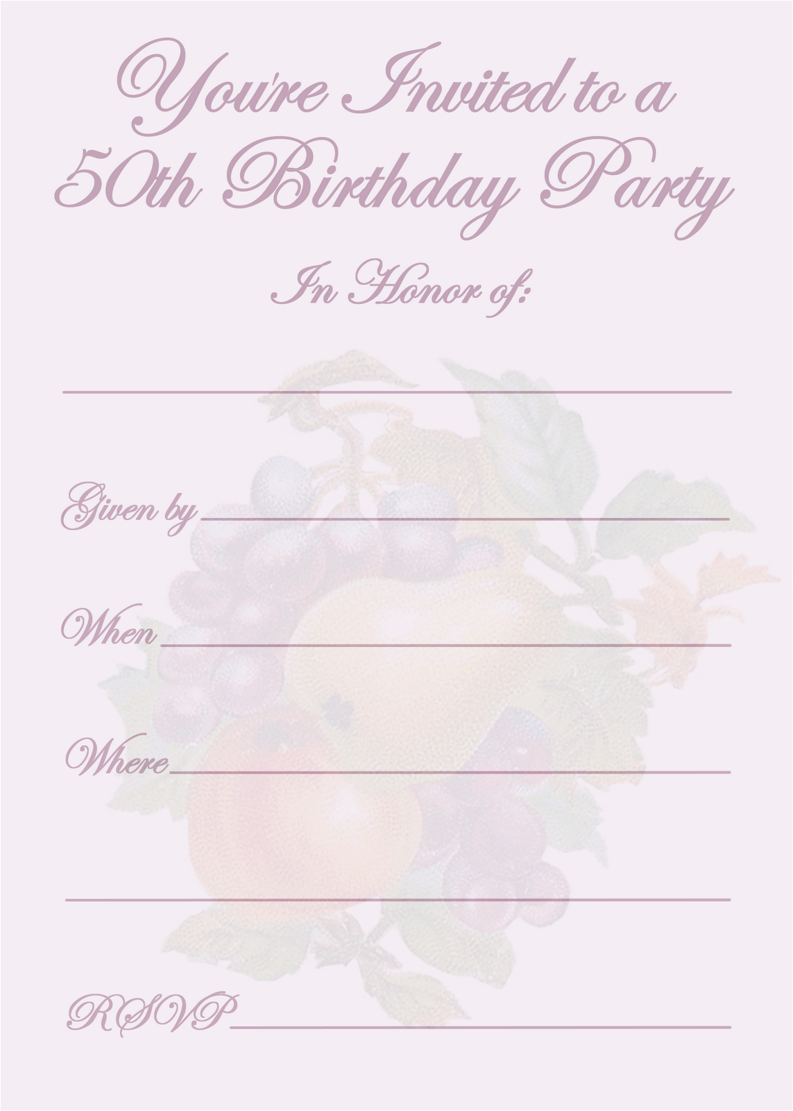 50th birthday invitations templates