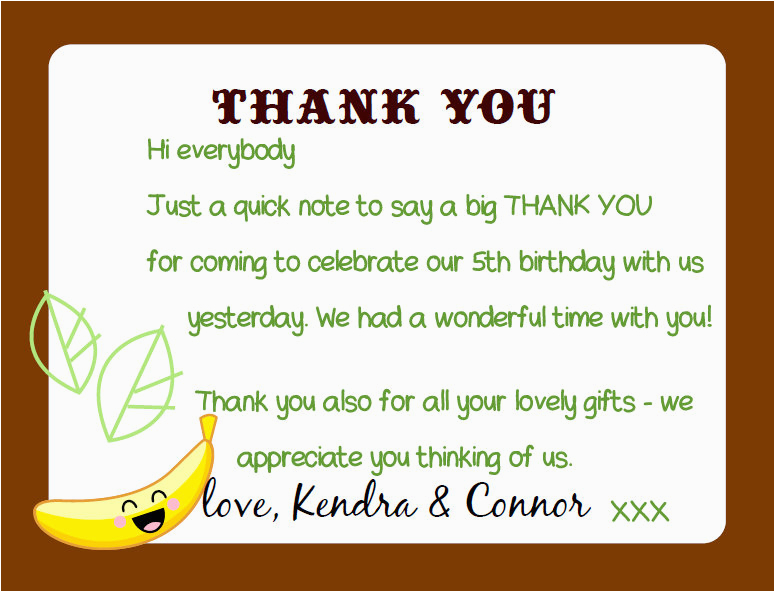 kandcturn5 5th birthday monkey party thank you notes