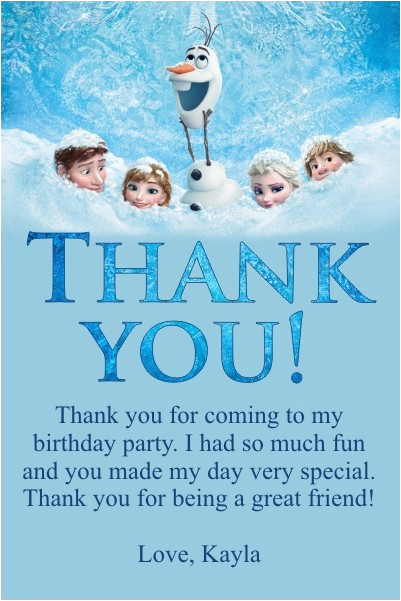 frozen movie thank you card personalized party invites