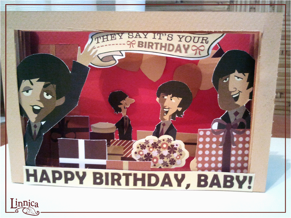 linnica a 3d beatles birthday card