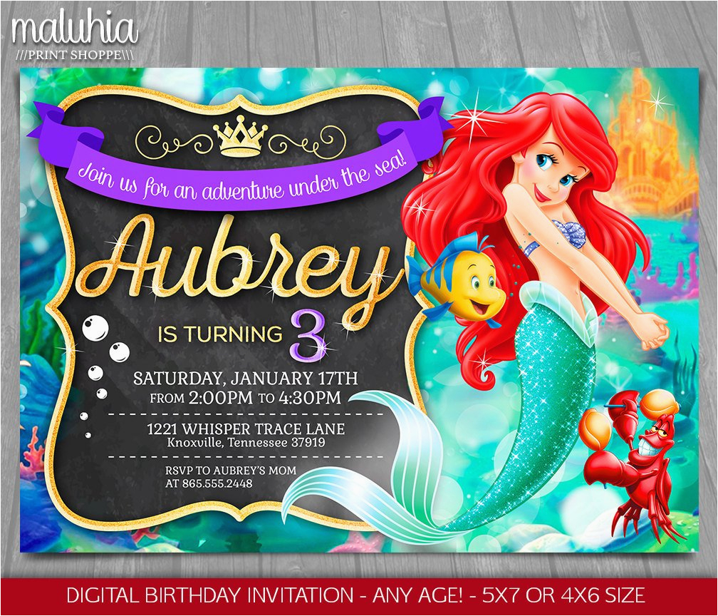 little mermaid invitation disney