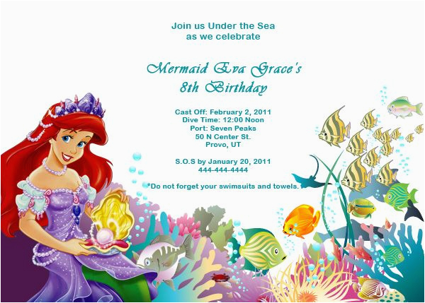 the little mermaid birthday invitations