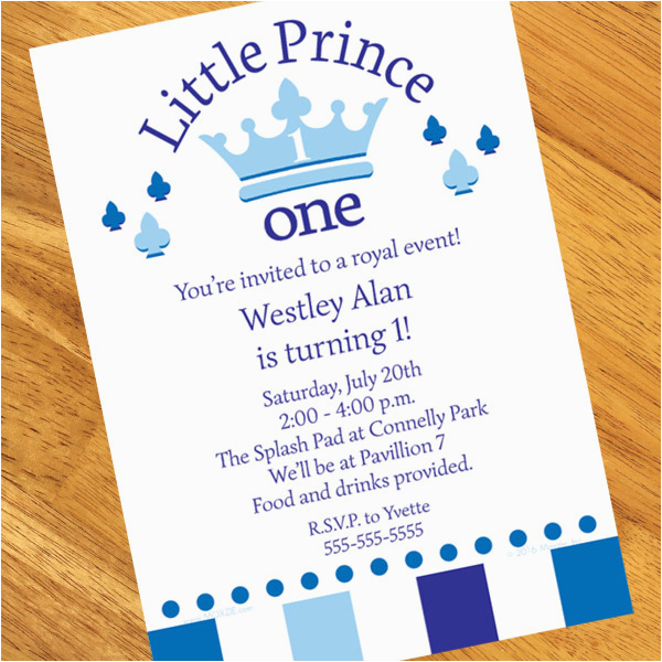 little prince 1st birthday personalized invitations
