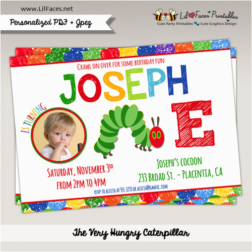 the very hungry caterpillar birthday party photo printable invitations