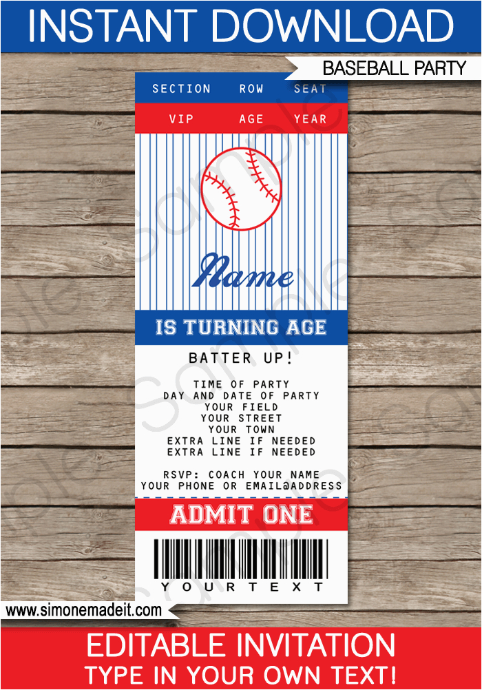 baseball ticket invitation