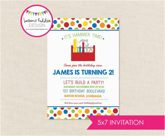 diy tool birthday party invitation
