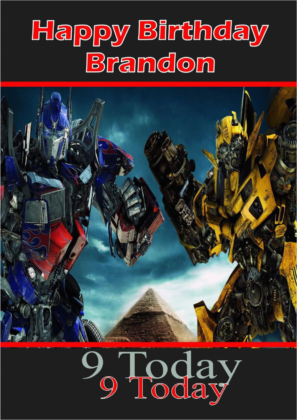 personalised transformers birthday card