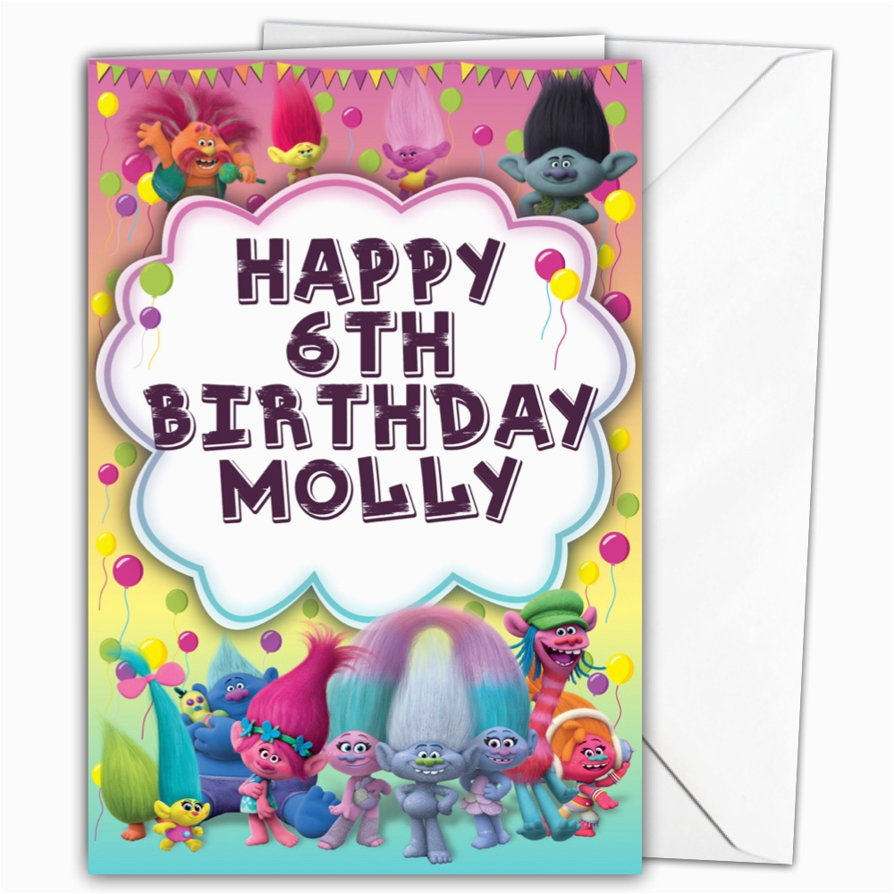 Trolls Birthday Card Printable Inspired By Trolls Personalised Birthday 