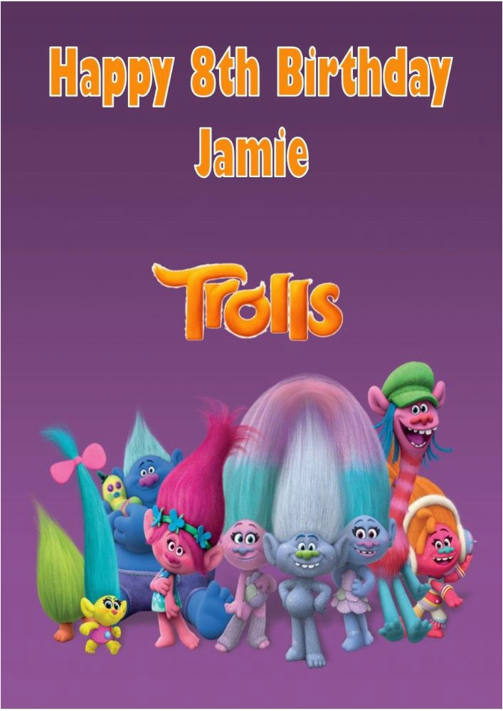 Trolls Birthday Card Printable Personalised Trolls Birthday Card ...